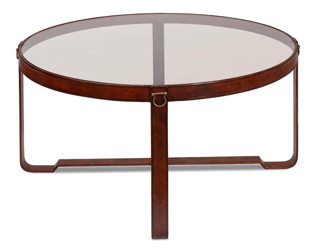 Harness Brown Round Coffee Table - Ornate Home