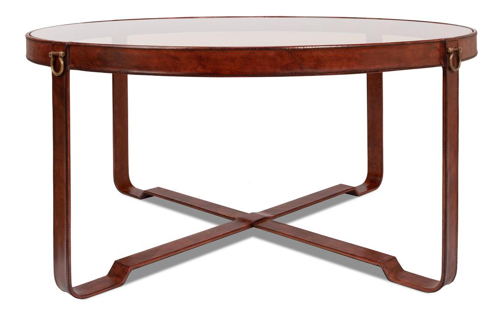 Harness Brown Round Coffee Table - Ornate Home