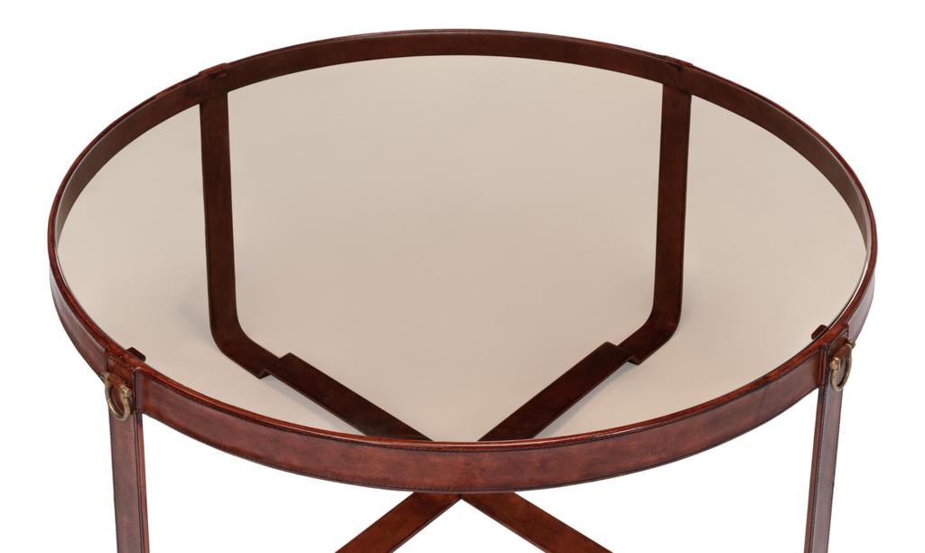 Harness Brown Round Coffee Table - Ornate Home