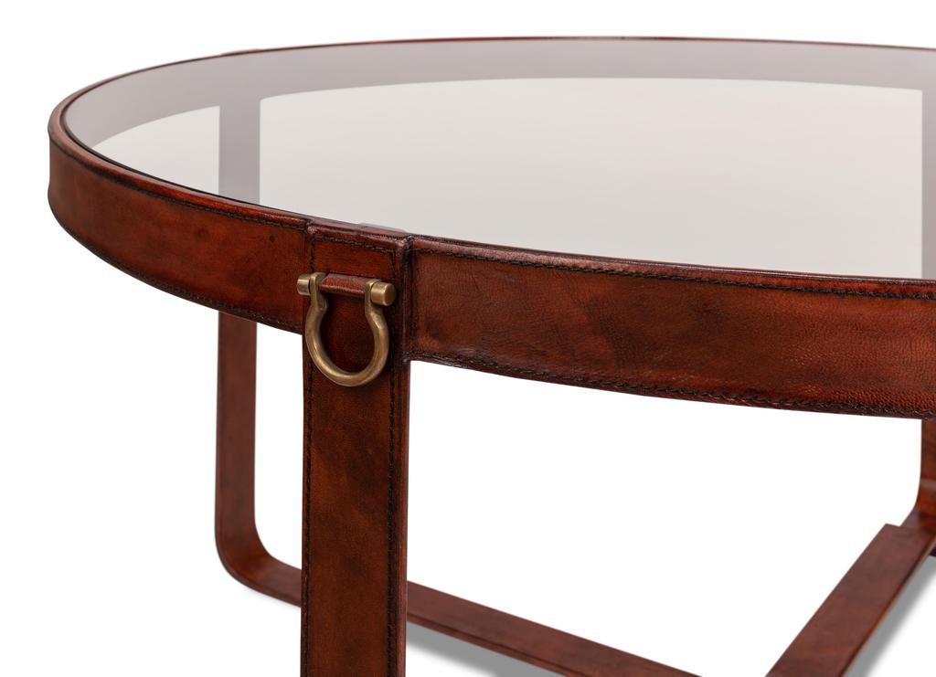 Harness Brown Round Coffee Table - Ornate Home