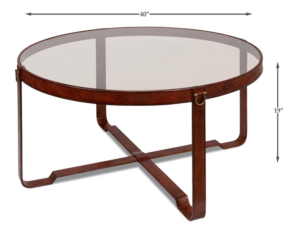 Harness Brown Round Coffee Table - Ornate Home