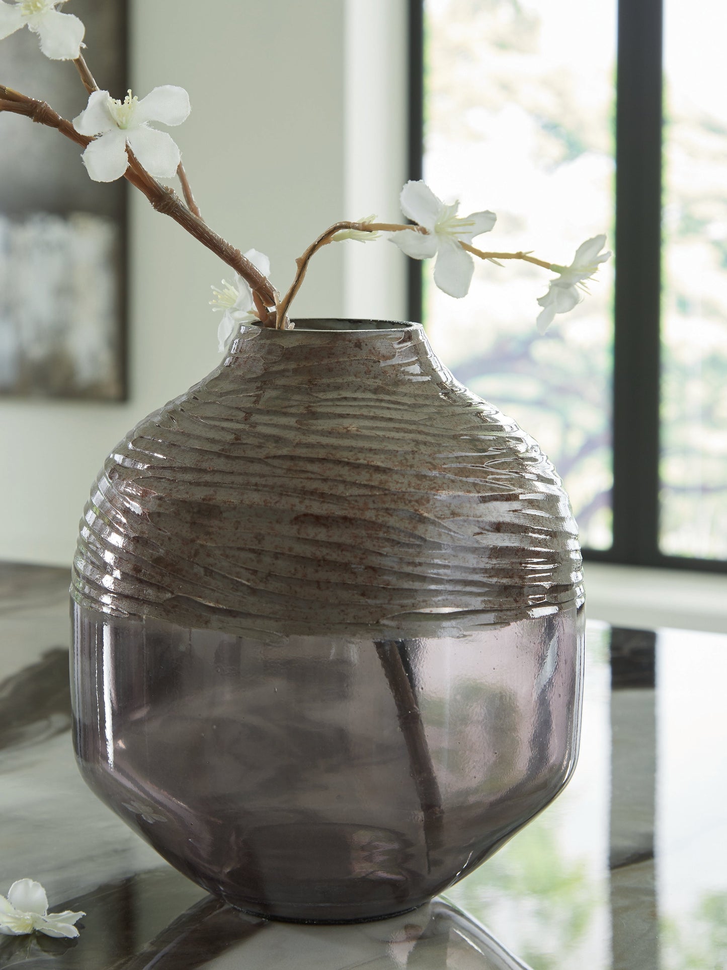 Harpwick Iridescent Gray Vase- Viva Furn