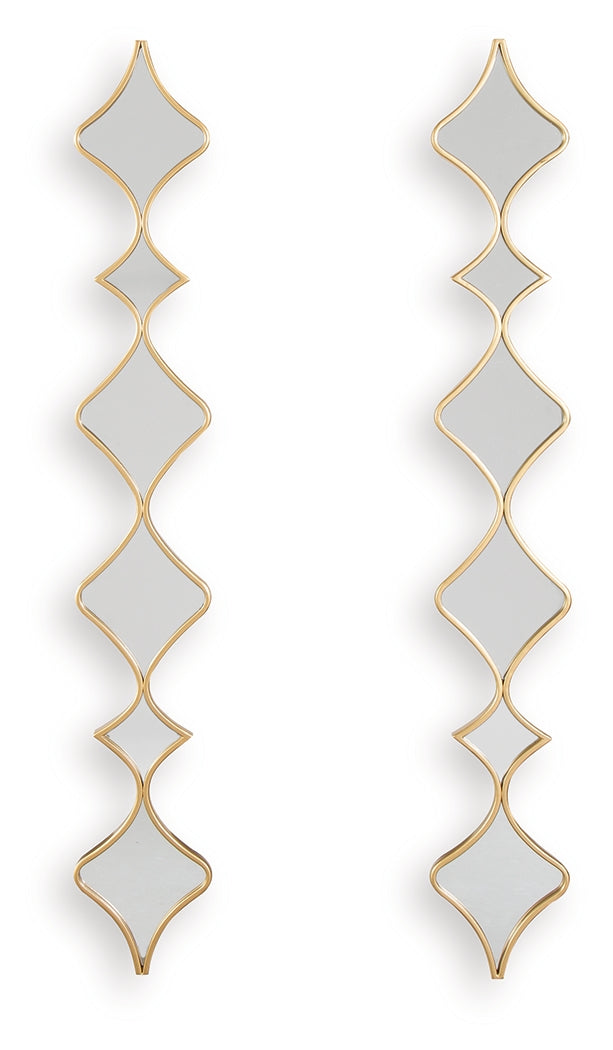 Harriswood Gold Finish Accent Mirror Set (Set of 2)- Viva Furn
