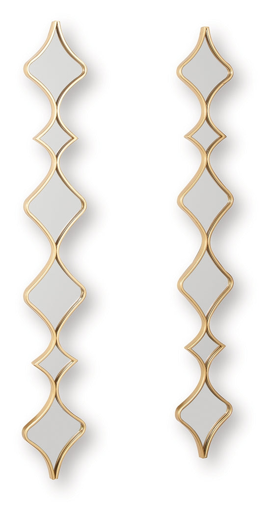 Harriswood Gold Finish Accent Mirror Set (Set of 2)- Viva Furn