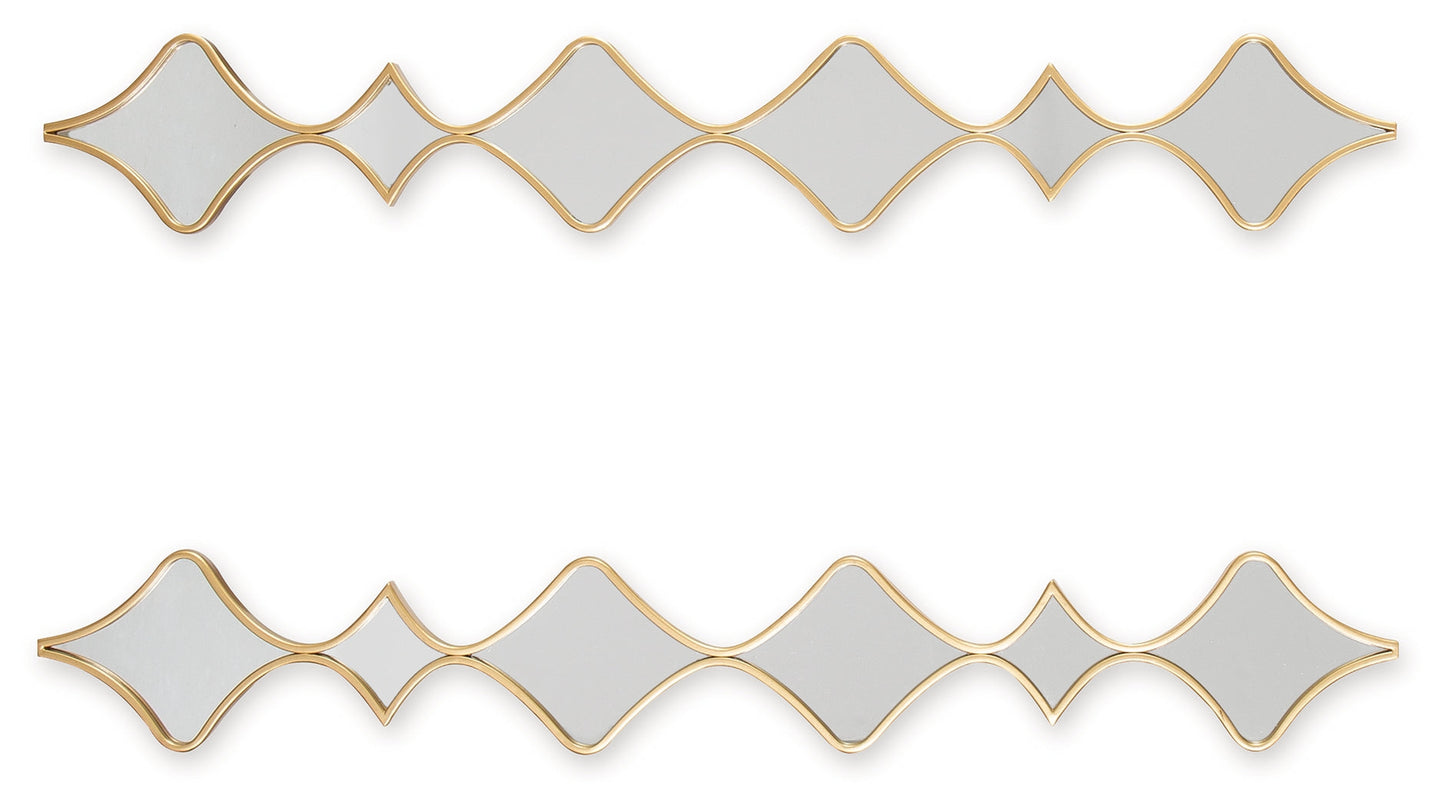 Harriswood Gold Finish Accent Mirror Set (Set of 2)- Viva Furn