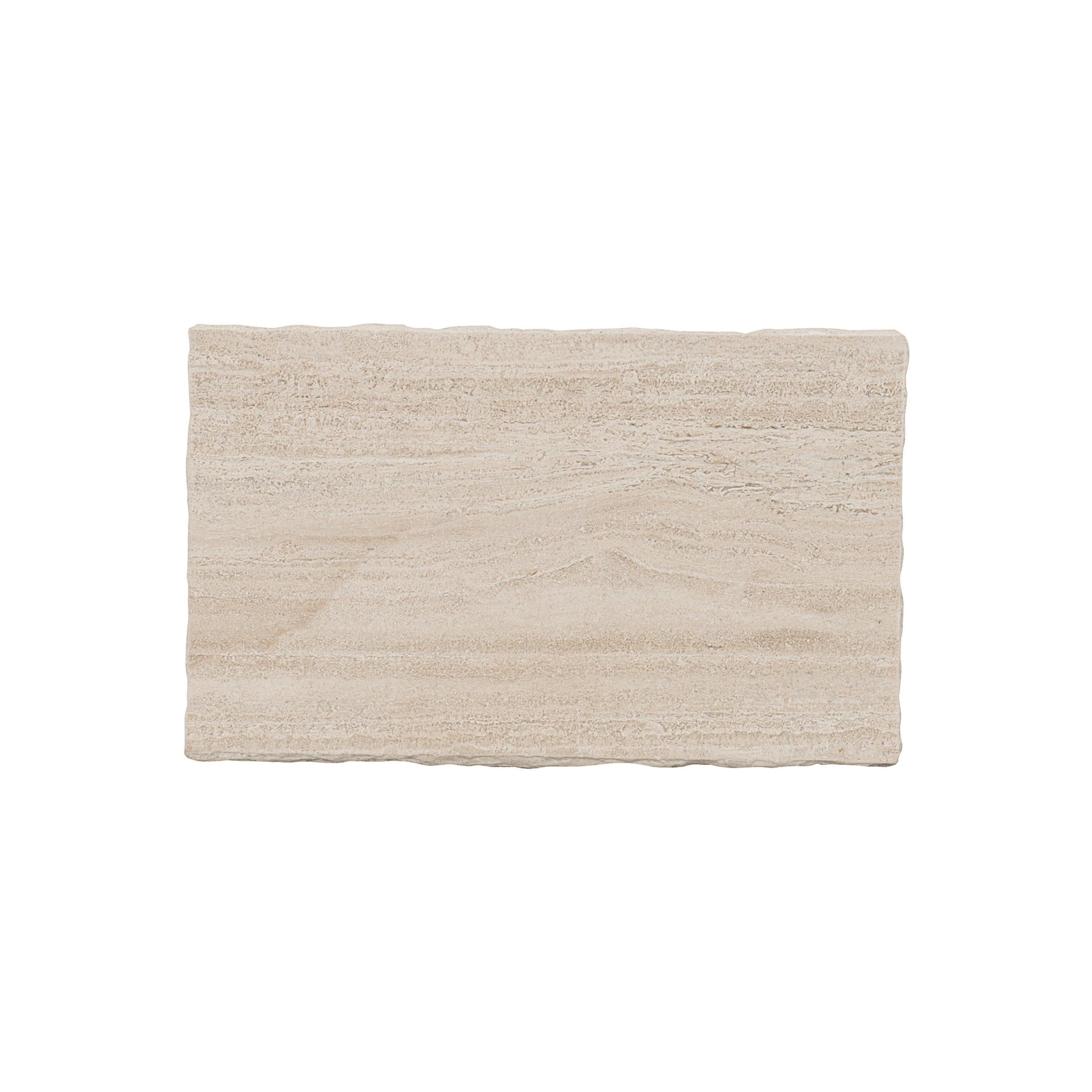 Hathaway Rectangular White Travertine/Oil-Rubbed Bronze Side Table - Ornate Home