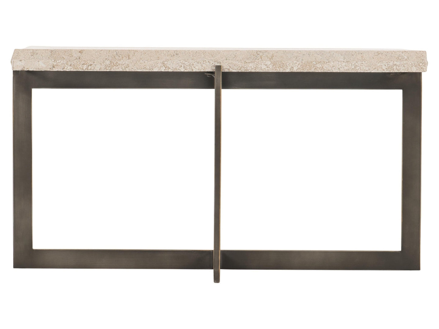 Hathaway White Travertine/Oil-Rubbed Bronze Cocktail Table - Ornate Home