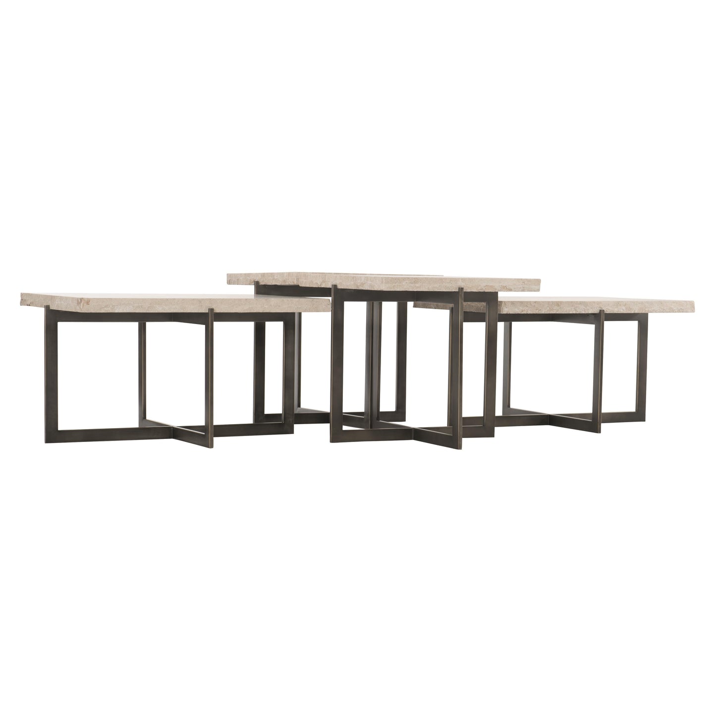 Hathaway White Travertine/Oil-Rubbed Bronze Cocktail Table - Ornate Home