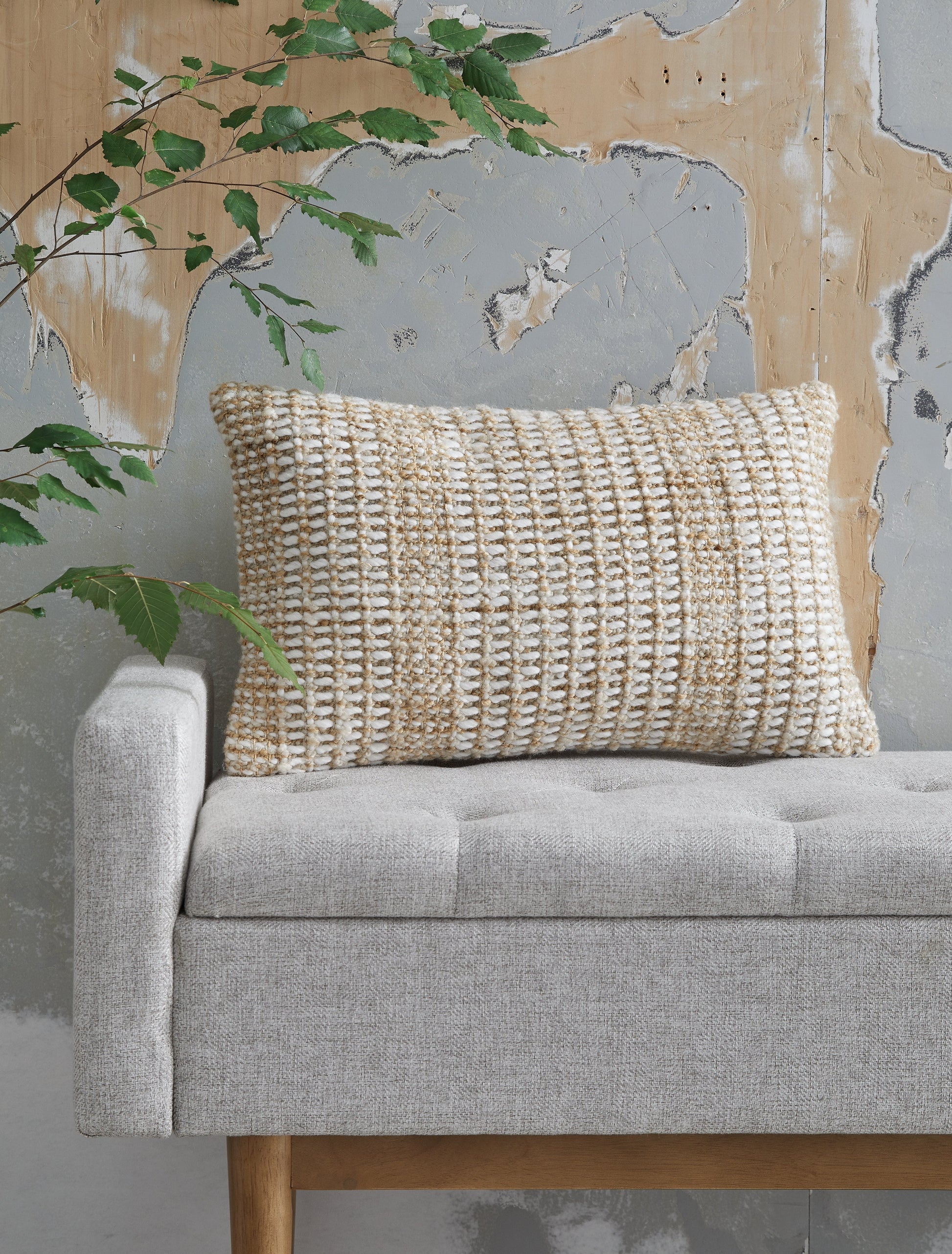 Hathby Tan/White Pillow- Viva Furn