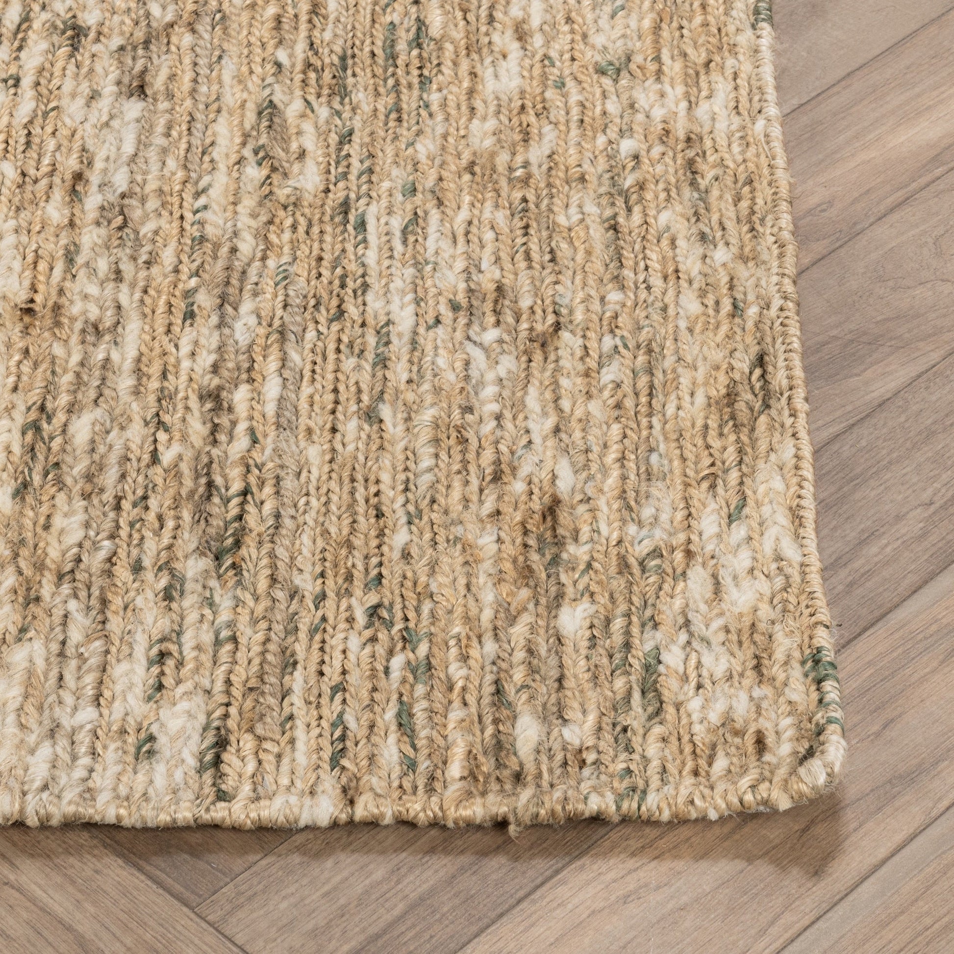 Hayward Soumak Jute Natural/Green Rug - Ornate Home