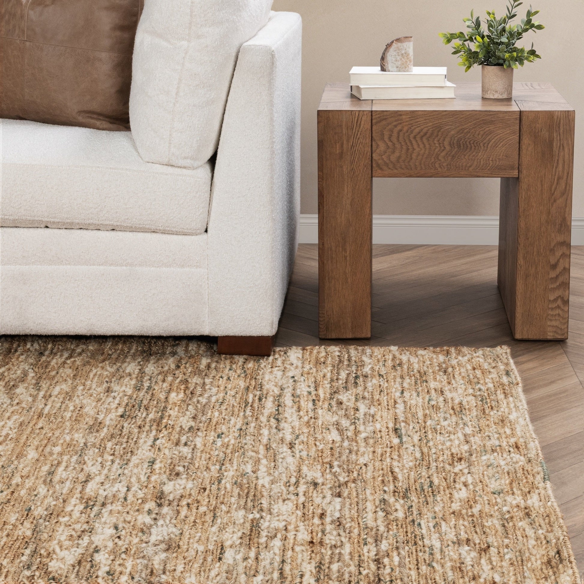 Hayward Soumak Jute Natural/Green Rug - Ornate Home