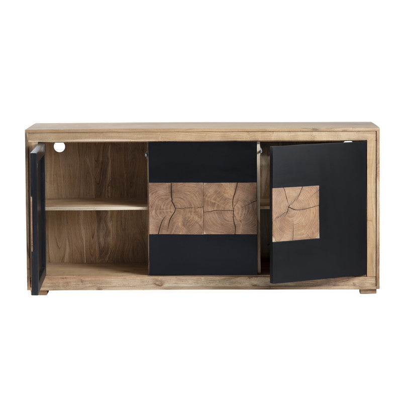 Heartwood Brown/Black Three-Door Console - Ornate Home