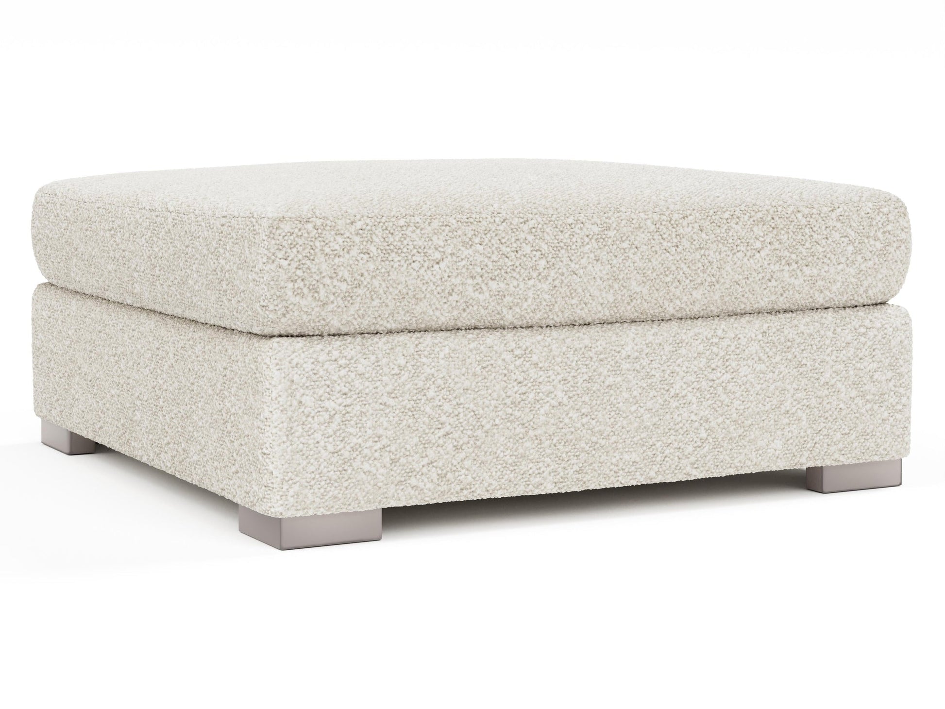 Helena White/Cream Fabric Bumper Ottoman Metal Foot - Ornate Home