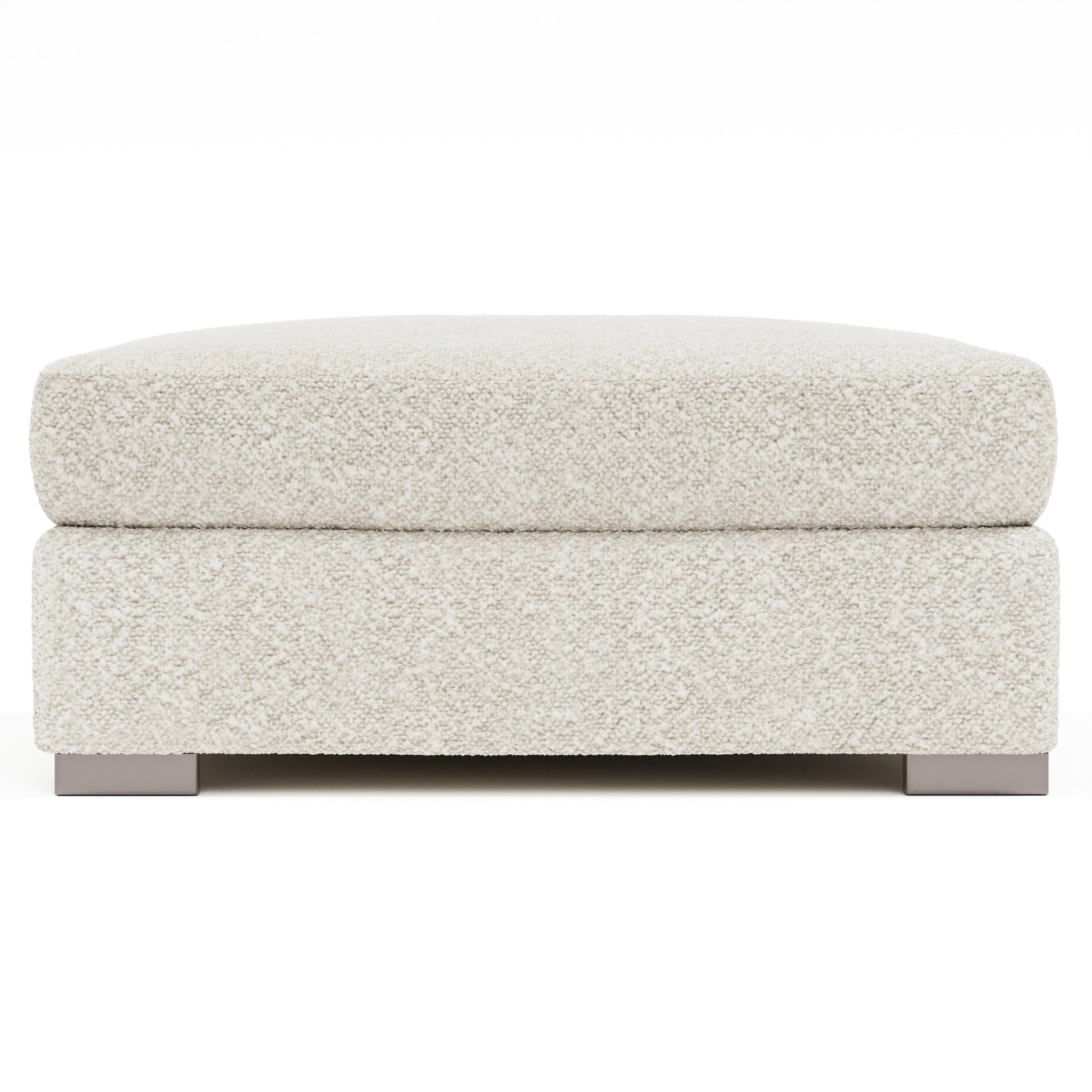 Helena White/Cream Fabric Bumper Ottoman Metal Foot - Ornate Home