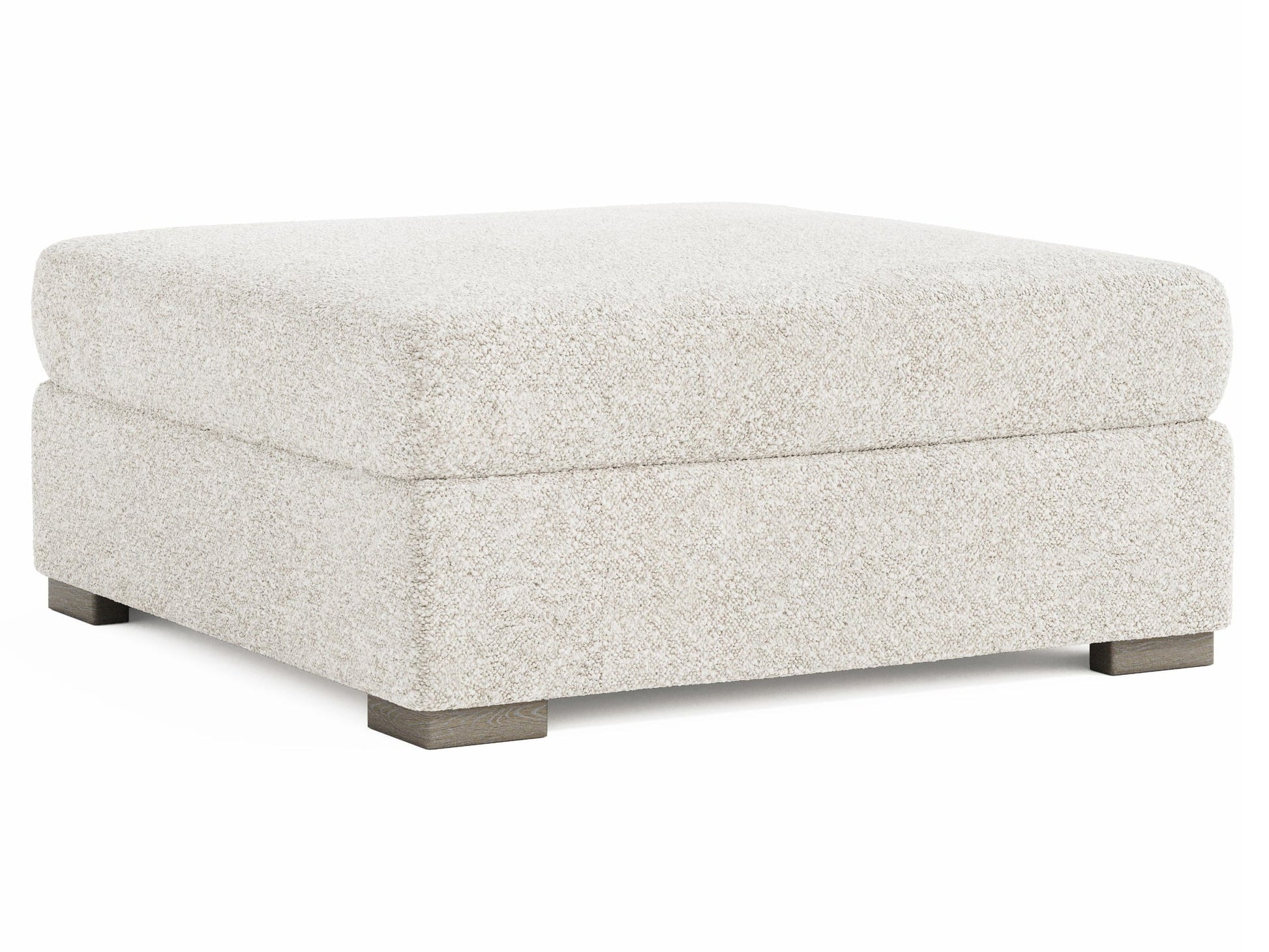 Helena White/Cream Fabric Bumper Ottoman Wood Foot - Ornate Home