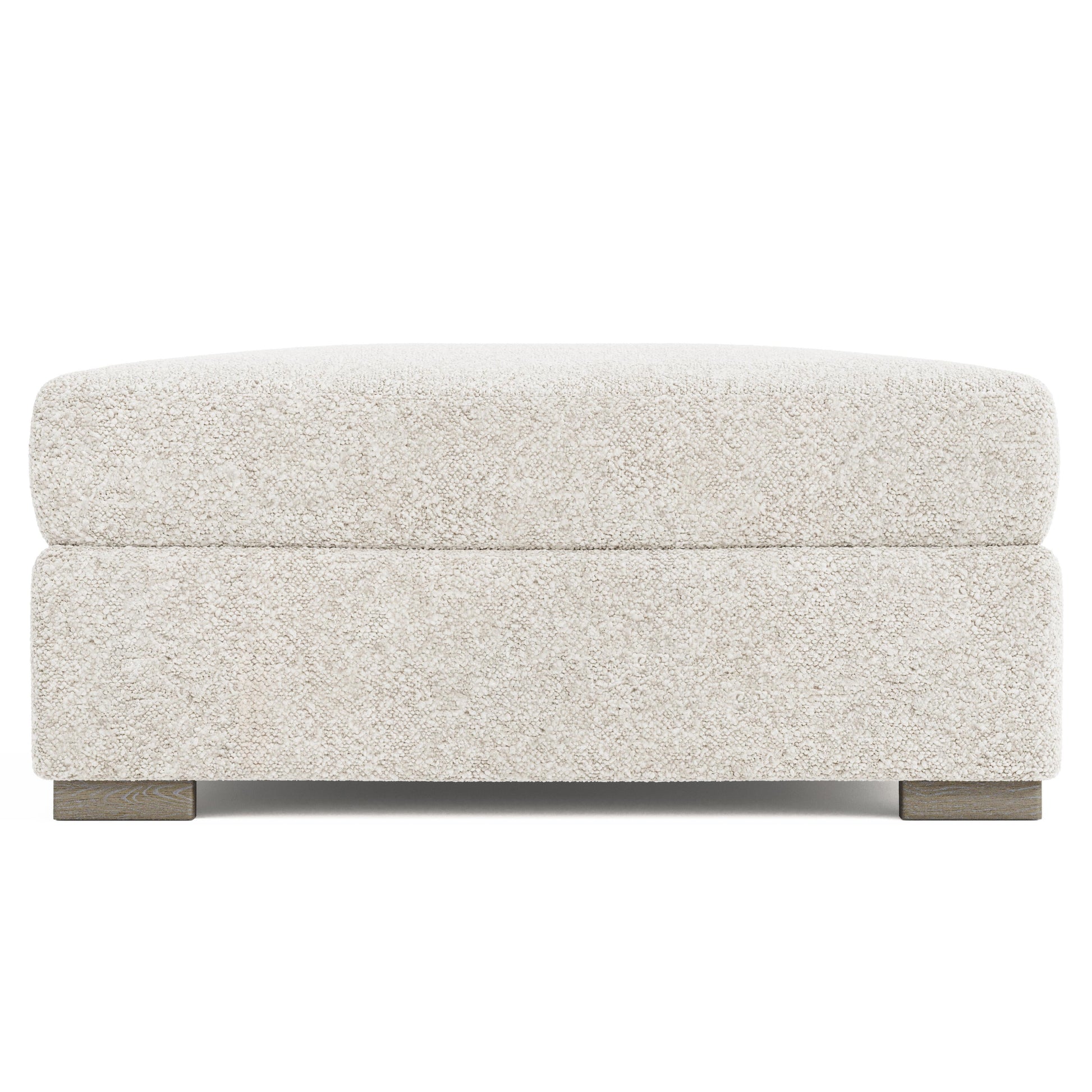 Helena White/Cream Fabric Bumper Ottoman Wood Foot - Ornate Home
