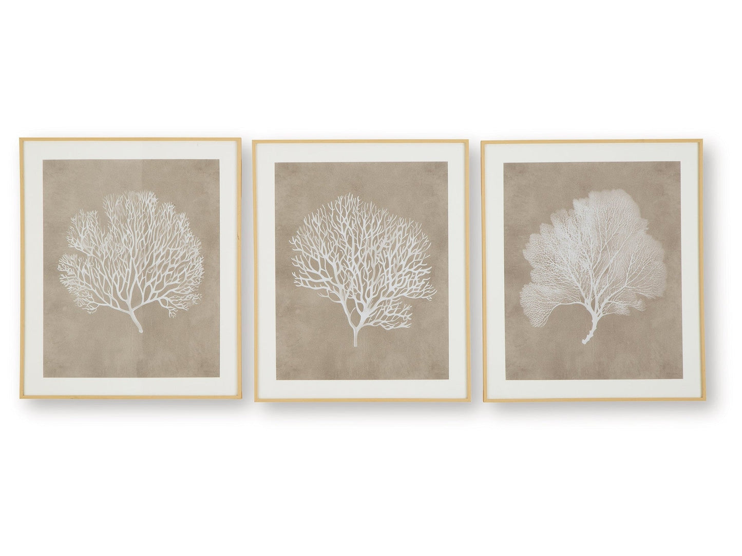 Hendridge Taupe/White Wall Art Set (Set of 3)- Viva Furn
