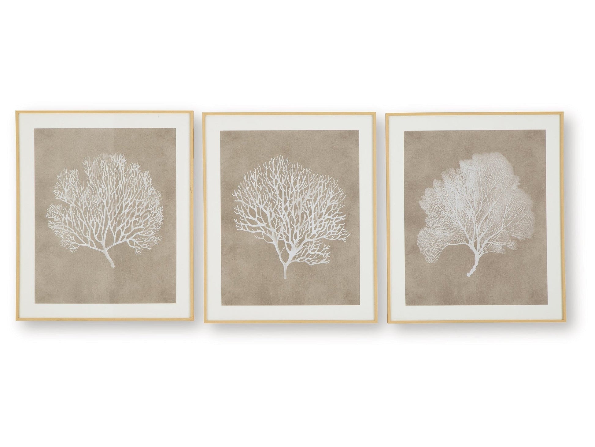 Hendridge Taupe/White Wall Art Set (Set of 3)- Viva Furn