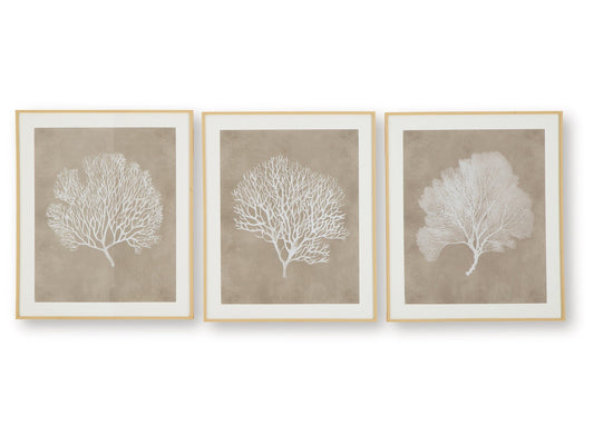 Hendridge Taupe/White Wall Art Set (Set of 3)- Viva Furn