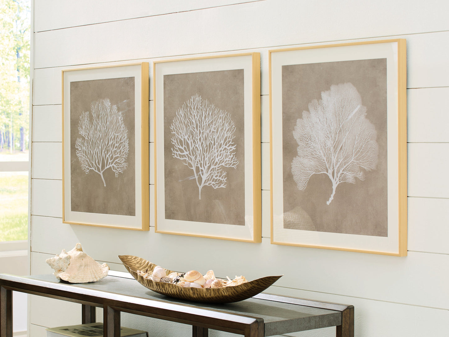Hendridge Taupe/White Wall Art Set (Set of 3)- Viva Furn