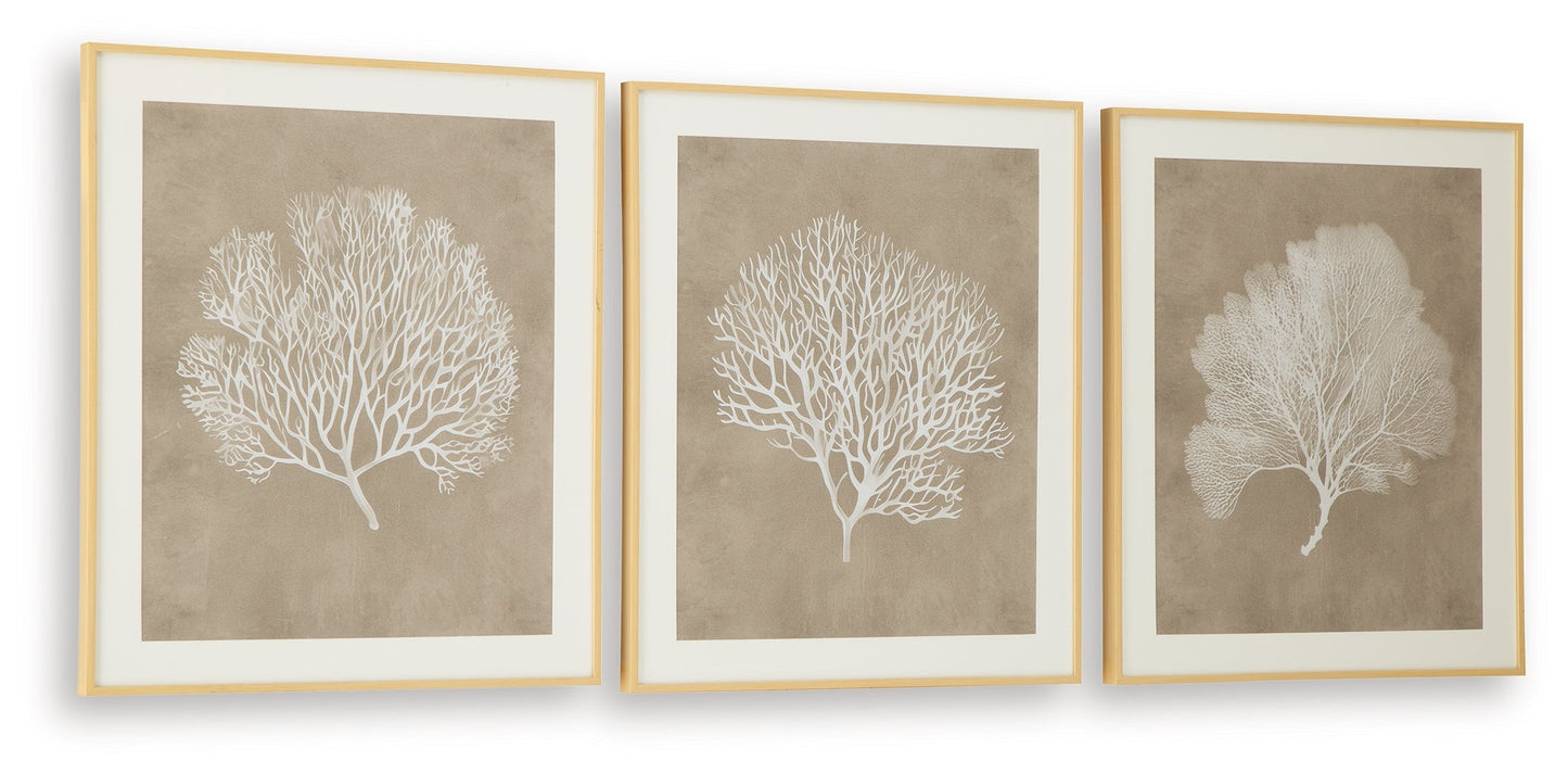 Hendridge Taupe/White Wall Art Set (Set of 3)- Viva Furn