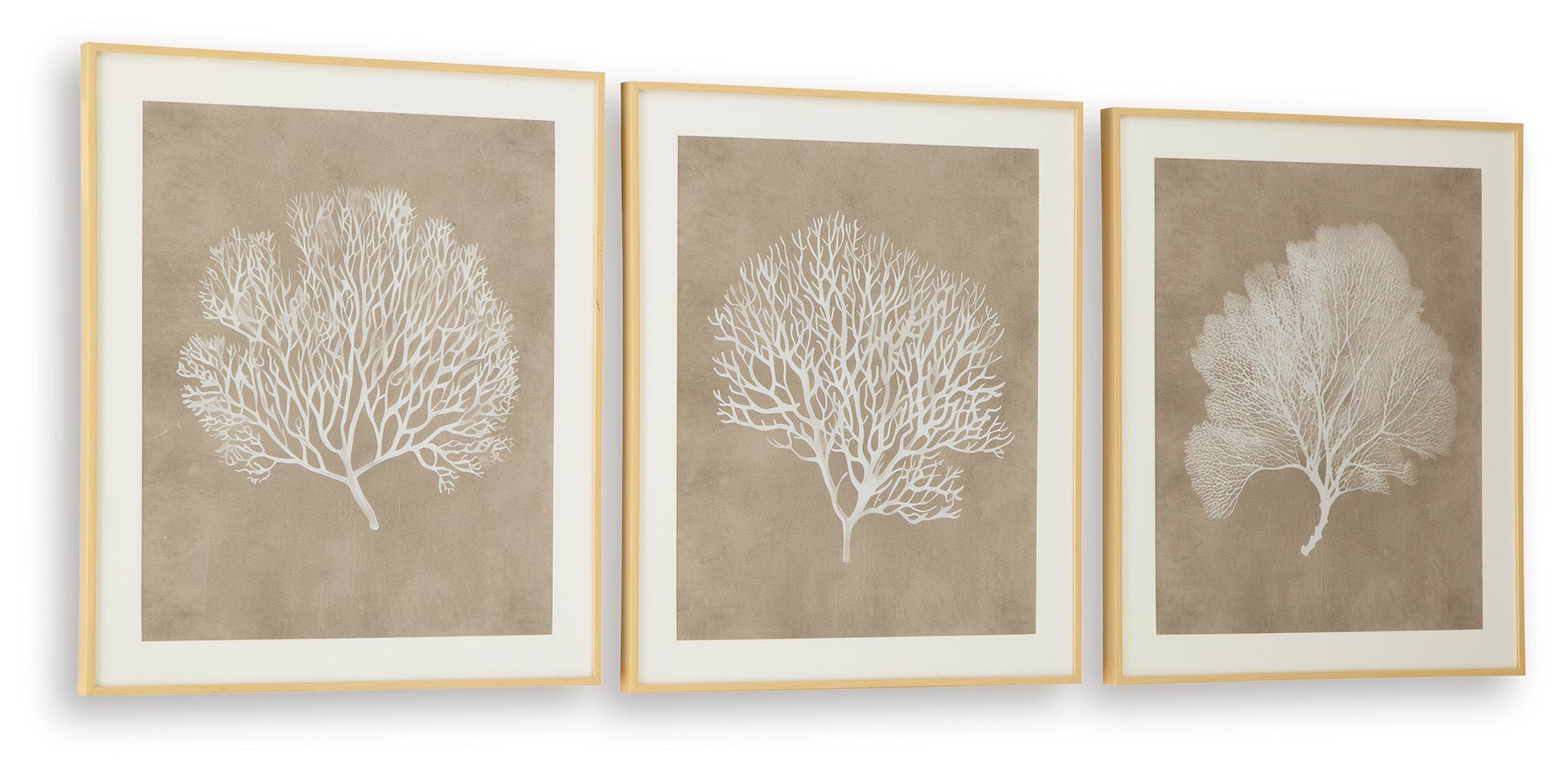 Hendridge Taupe/White Wall Art Set (Set of 3)- Viva Furn