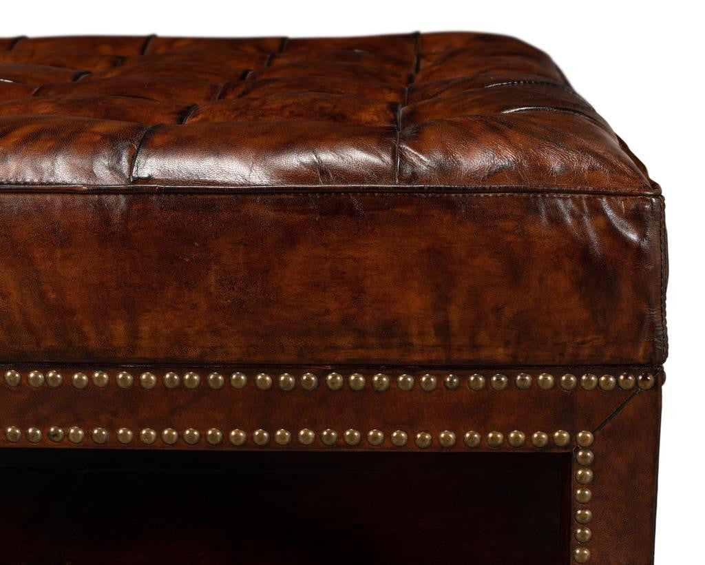 Heritage Upholstery Black Vintage Tufted Ottoman - Ornate Home