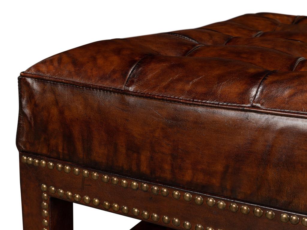 Heritage Upholstery Black Vintage Tufted Ottoman - Ornate Home