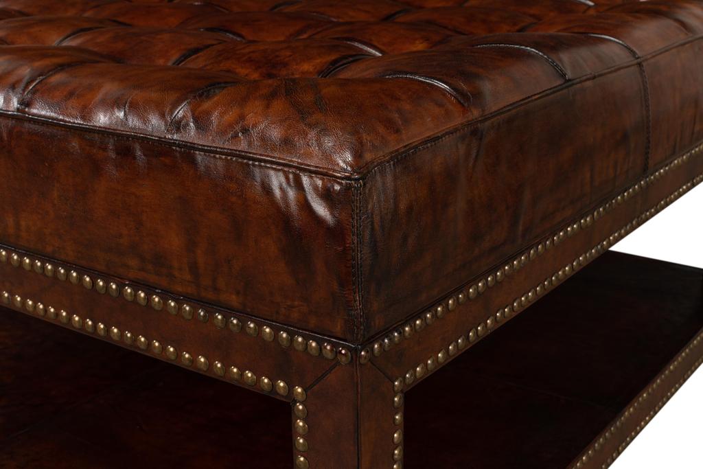 Heritage Upholstery Black Vintage Tufted Ottoman - Ornate Home
