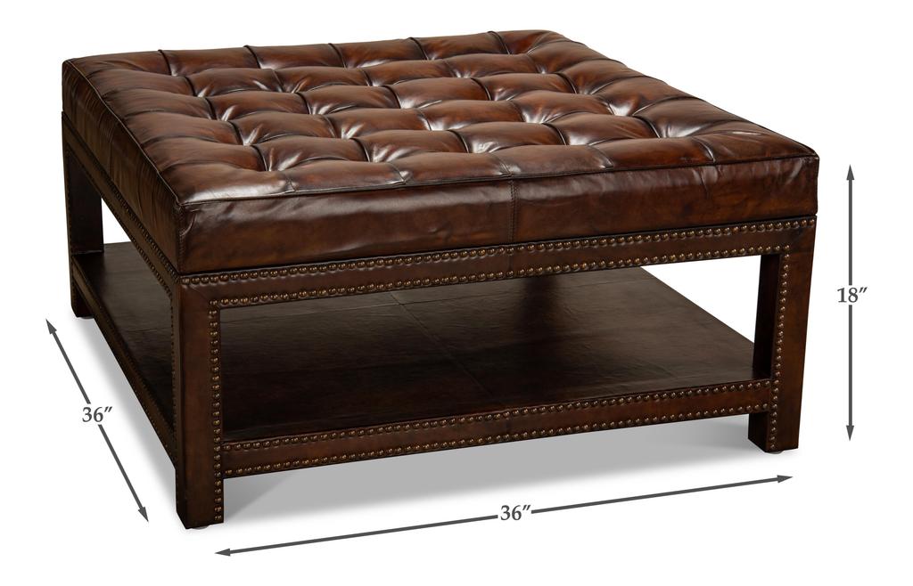 Heritage Upholstery Black Vintage Tufted Ottoman - Ornate Home
