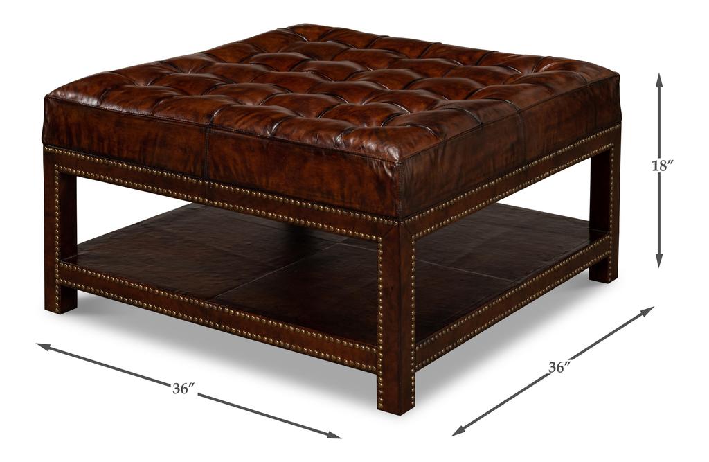 Heritage Upholstery Black Vintage Tufted Ottoman - Ornate Home