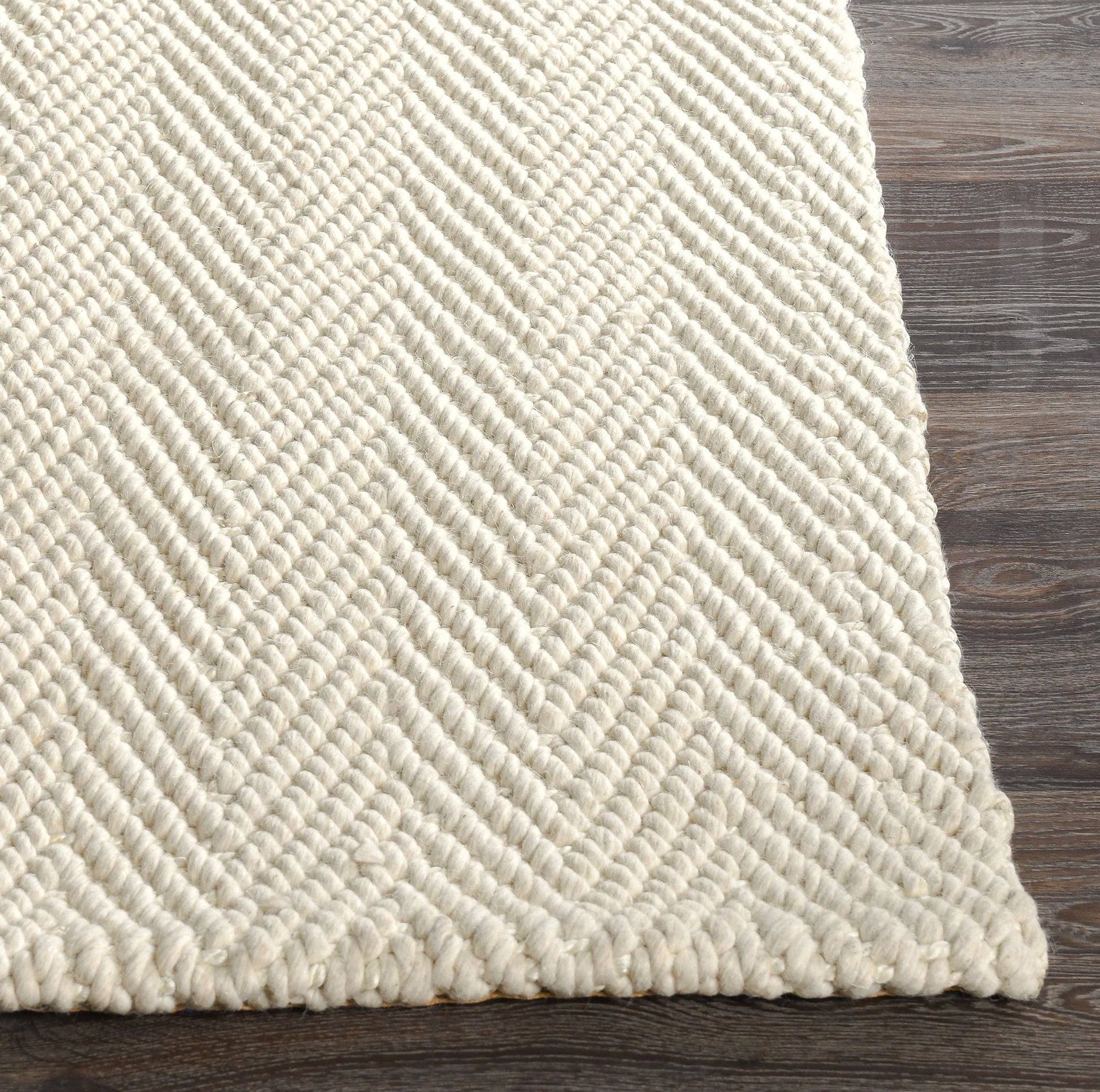 Herringbone Wool/Jute Ivory Rug - Ornate Home