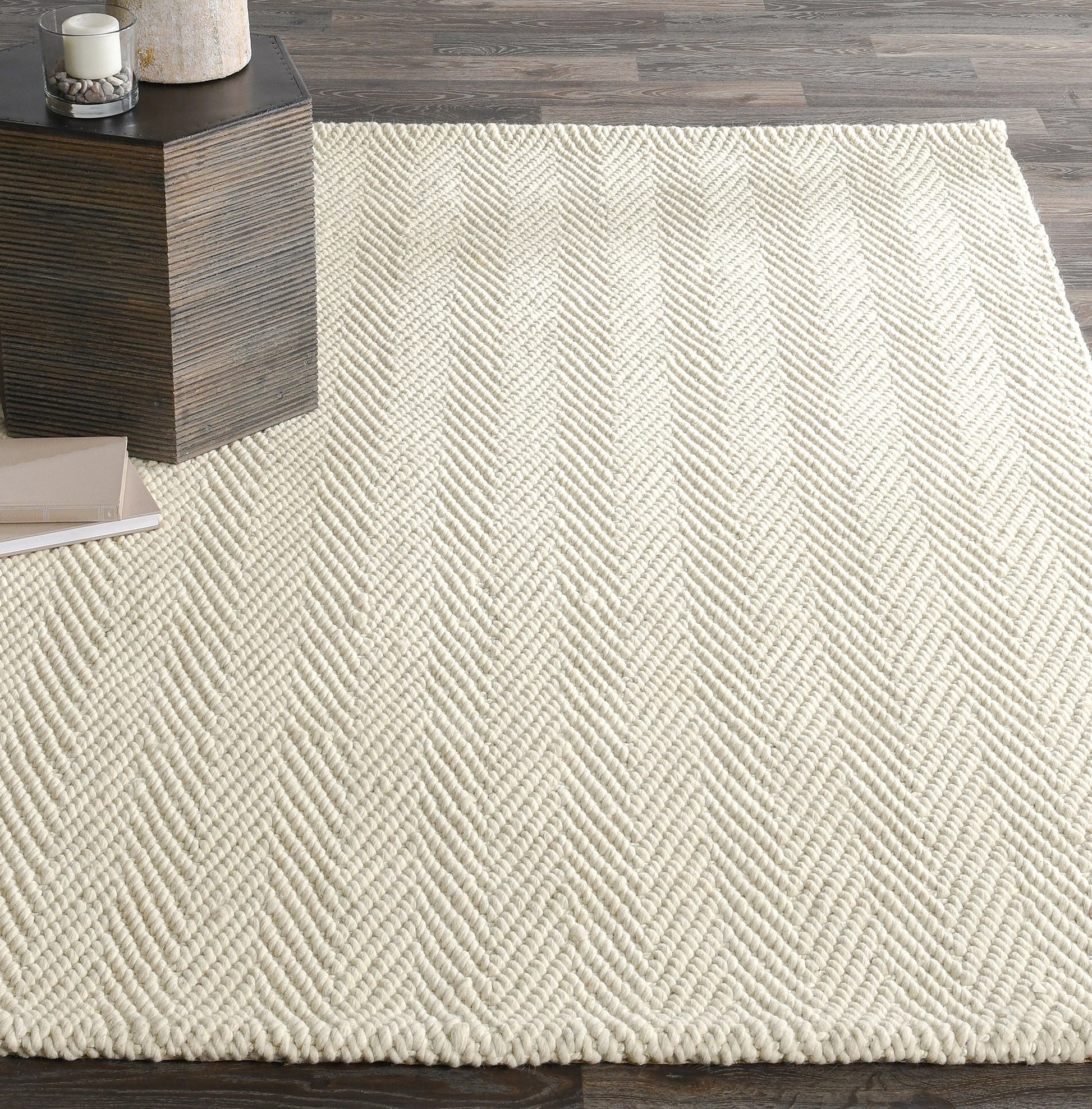 Herringbone Wool/Jute Ivory Rug - Ornate Home