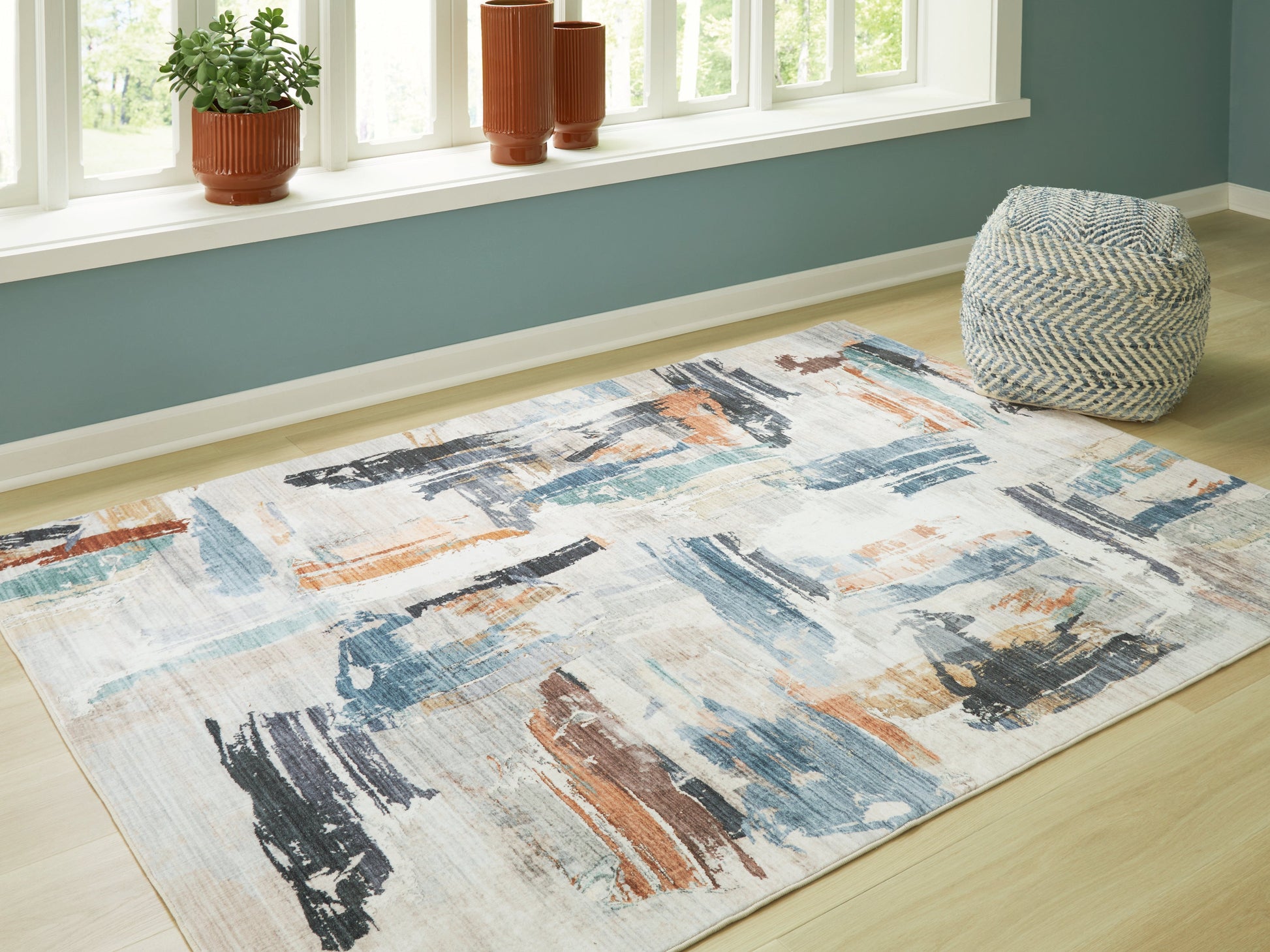 Hessland Multi 5' x 7' Washable Rug- Viva Furn