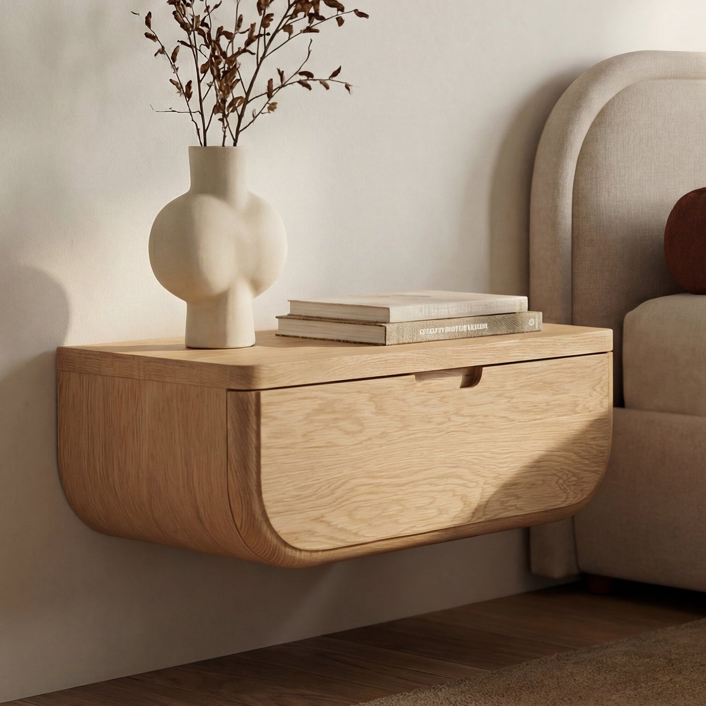 Hettie Natural Floating Nightstand - Ornate Home