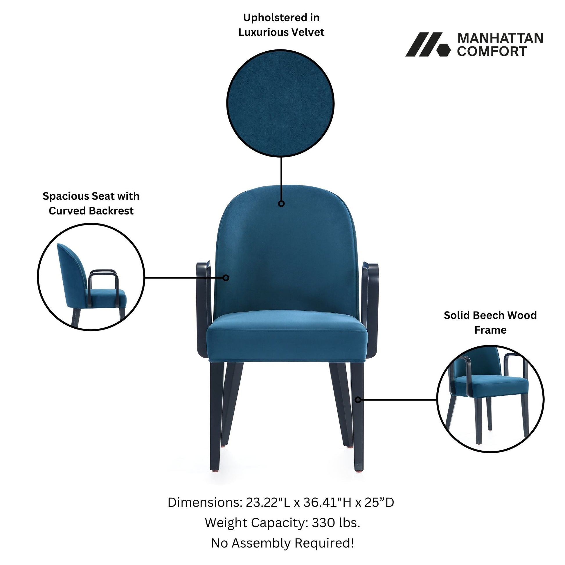 Hillman Dining Arm Chair in Blue - Ornate Home