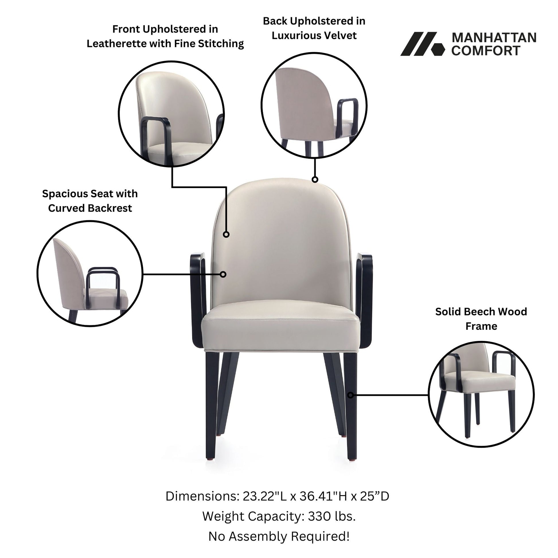 Hillman Dining Arm Chair (set of 2) in Light Grey - Ornate Home