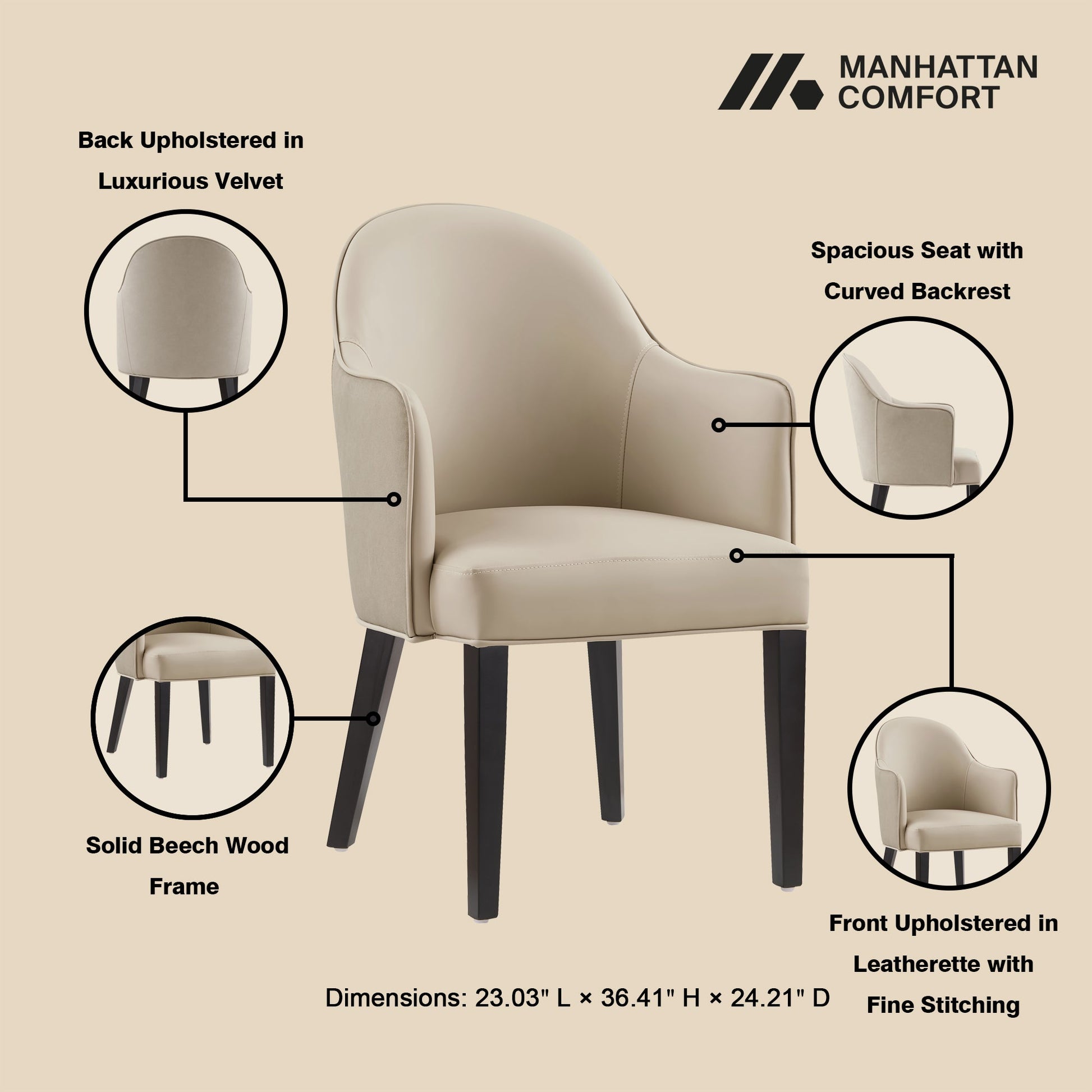 Hillman Dining Armchair 2.0 in Sand - Ornate Home