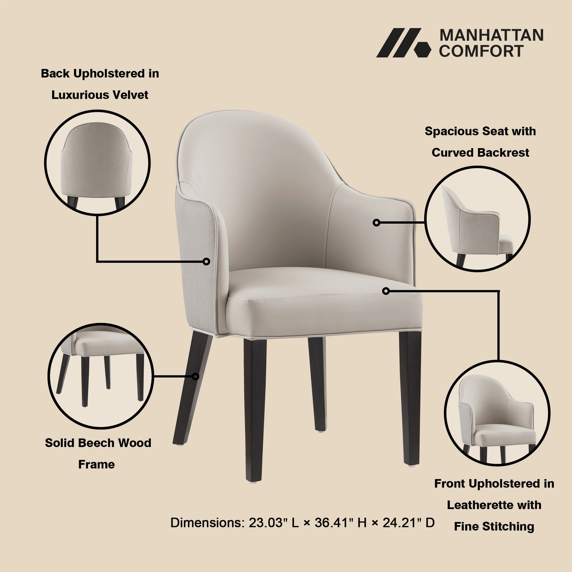 Hillman Dining Armchair in Light Grey (set of 2) - Ornate Home