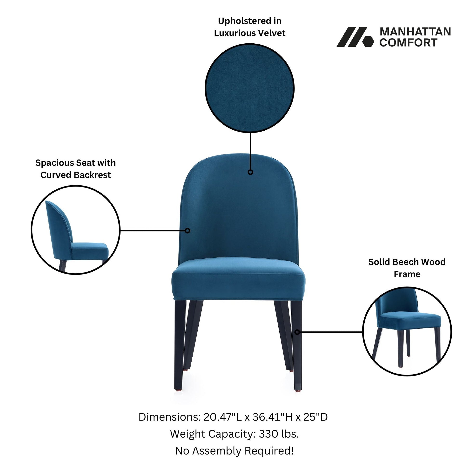Hillman Dining Chair in Blue (set of 2) - Ornate Home