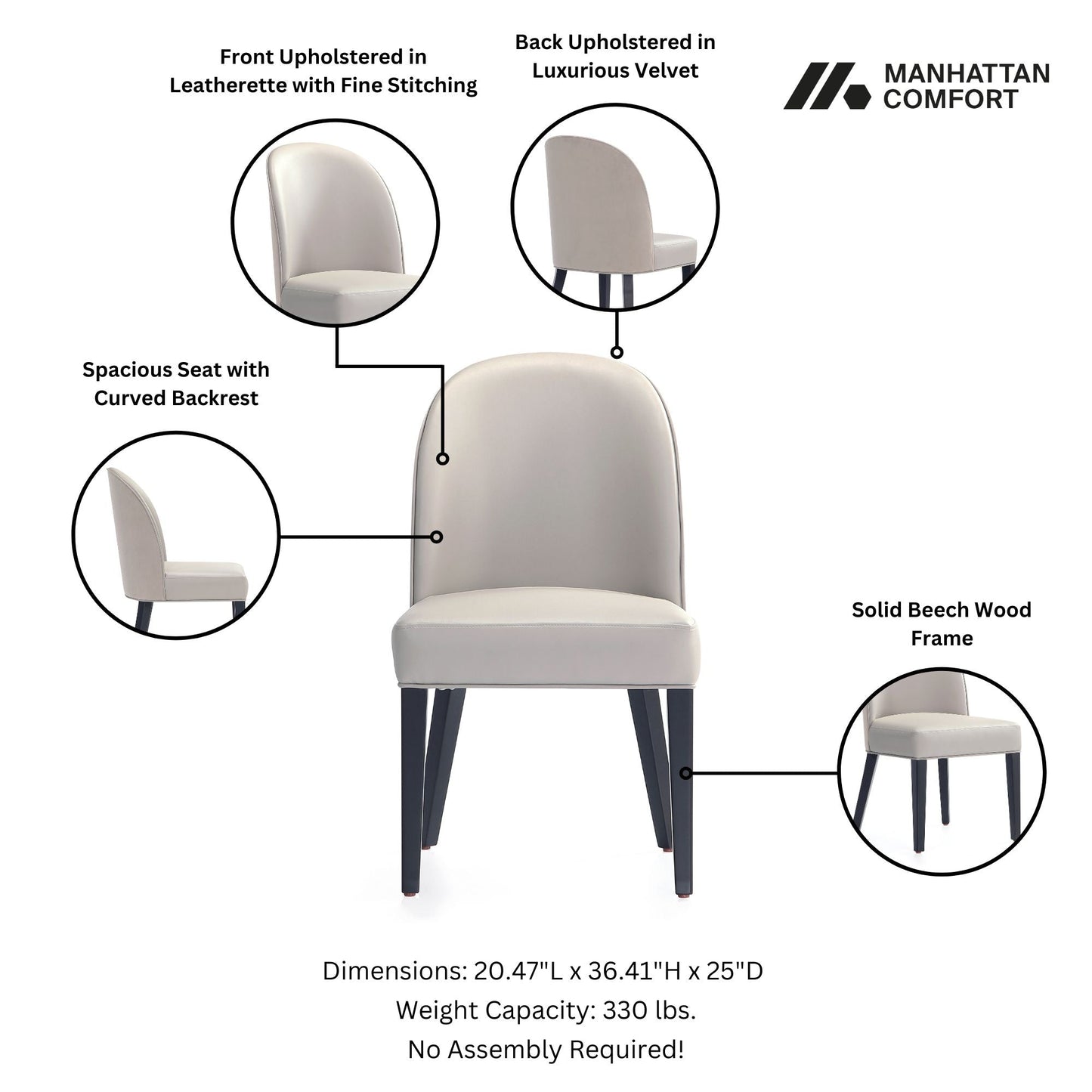 Hillman Dining Chair in Light Grey (set of 4) - Ornate Home