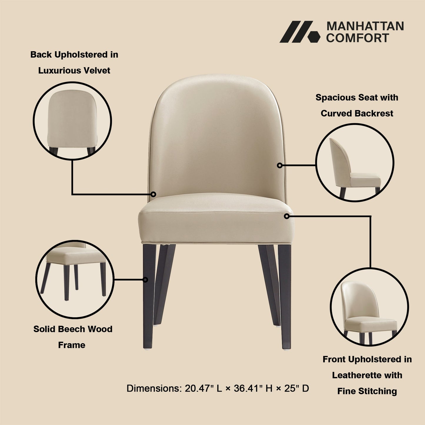 Hillman Dining Chair in Sand (set of 2) - Ornate Home
