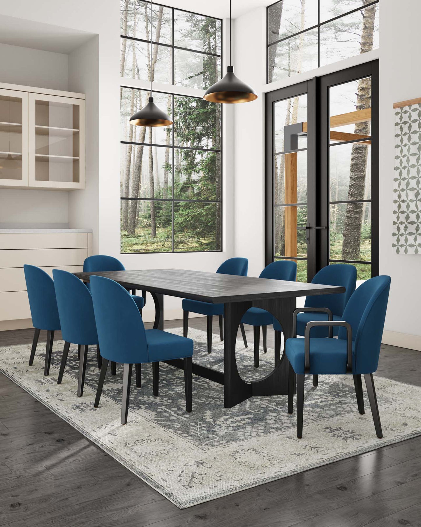 Hillman Dining Side and Arm Chairs in Light Blue - Set of 8 - Ornate Home