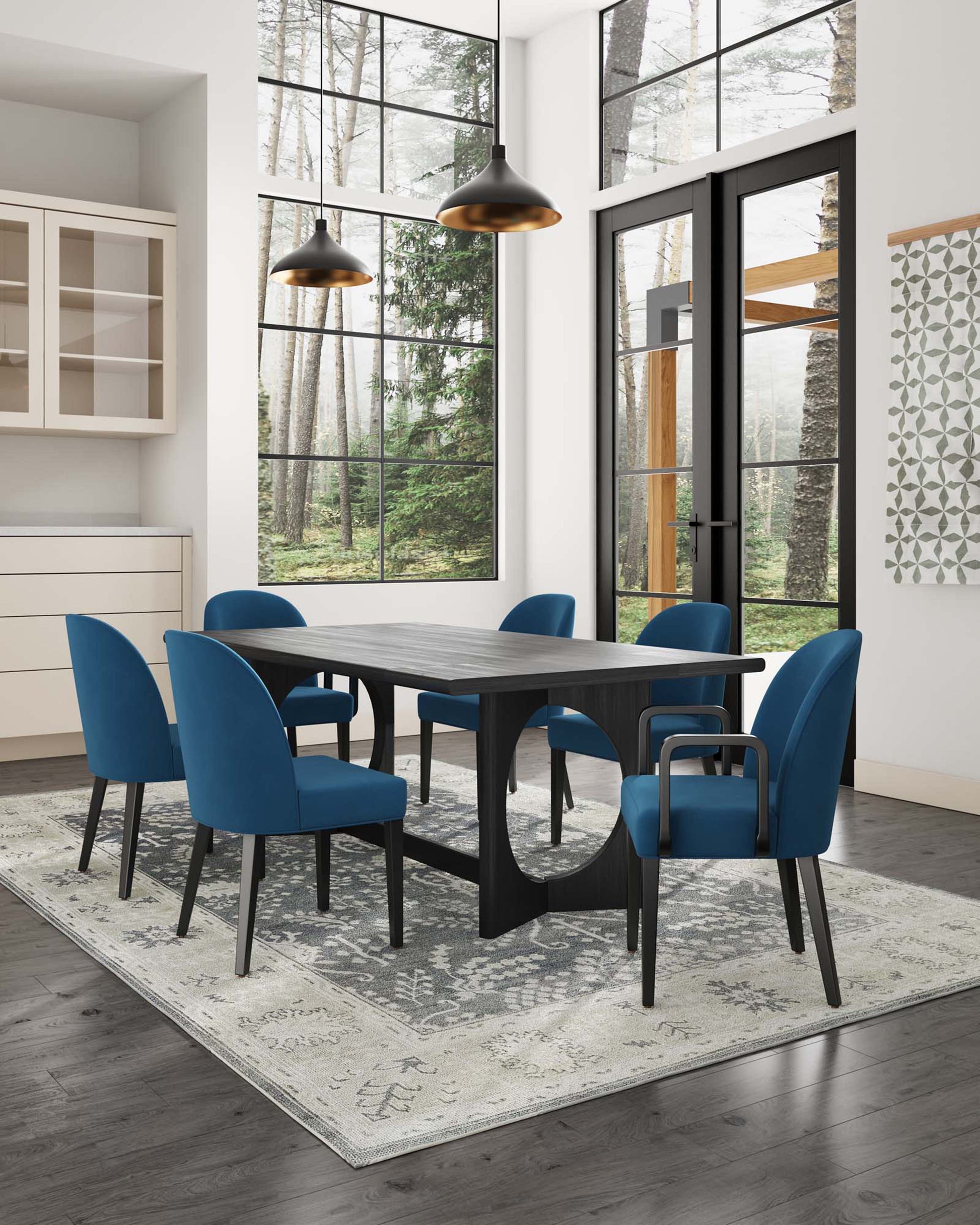 Hillman Dining Side and Arm Chairs in Light Blue (set of 6) - Ornate Home