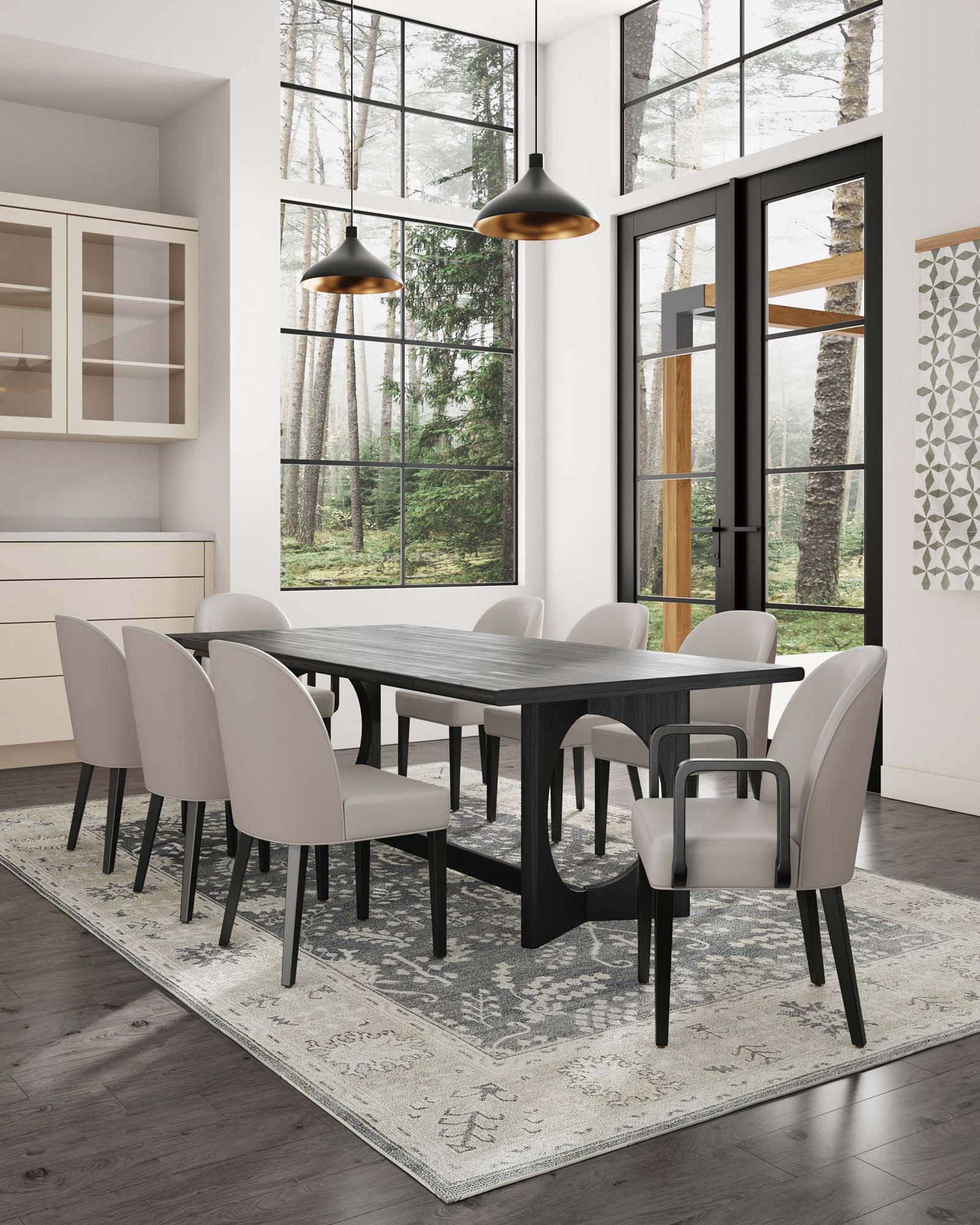 Hillman Dining Side and Arm Chairs in Light Grey - Set of 8 - Ornate Home