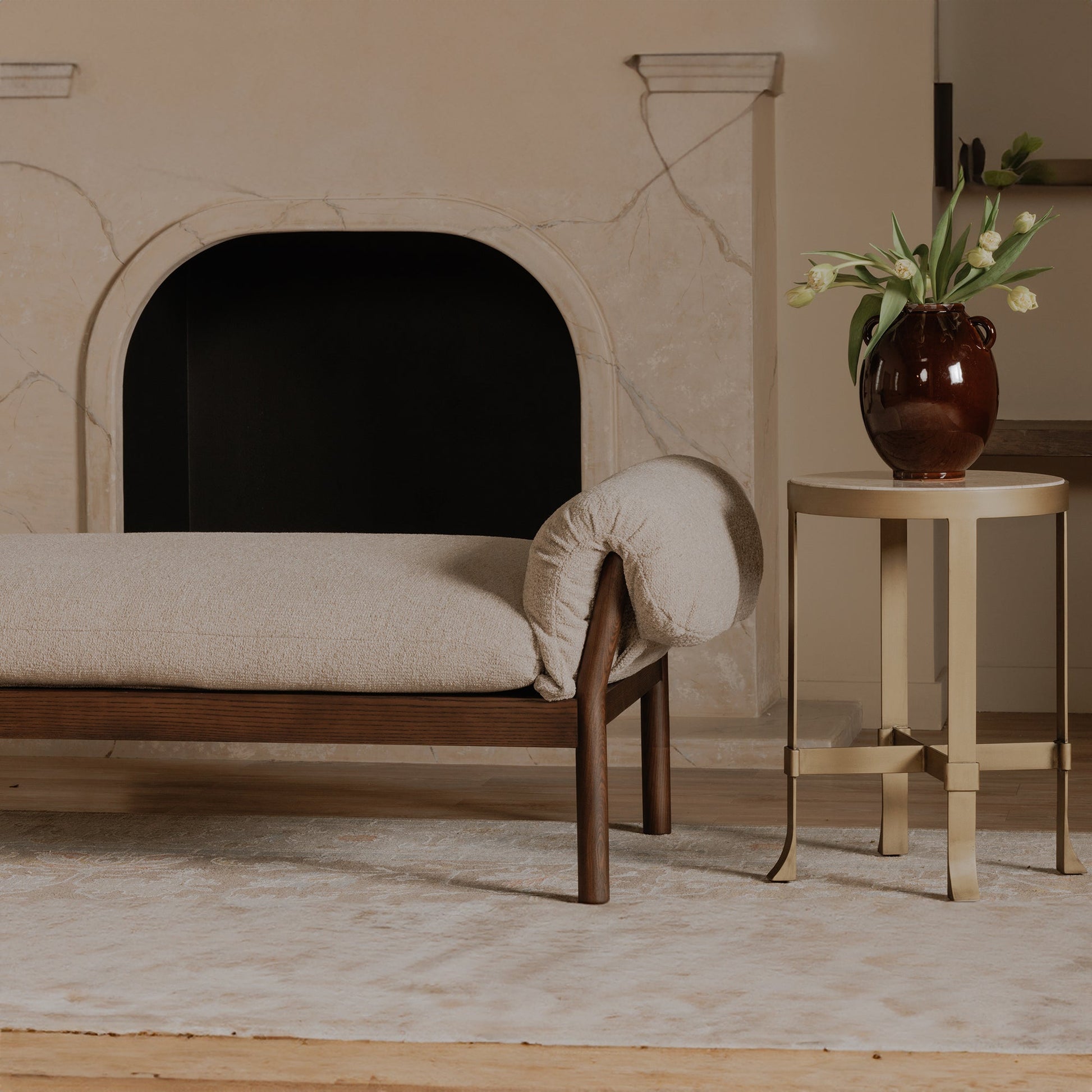 Holli Travertine Side Table - Ornate Home