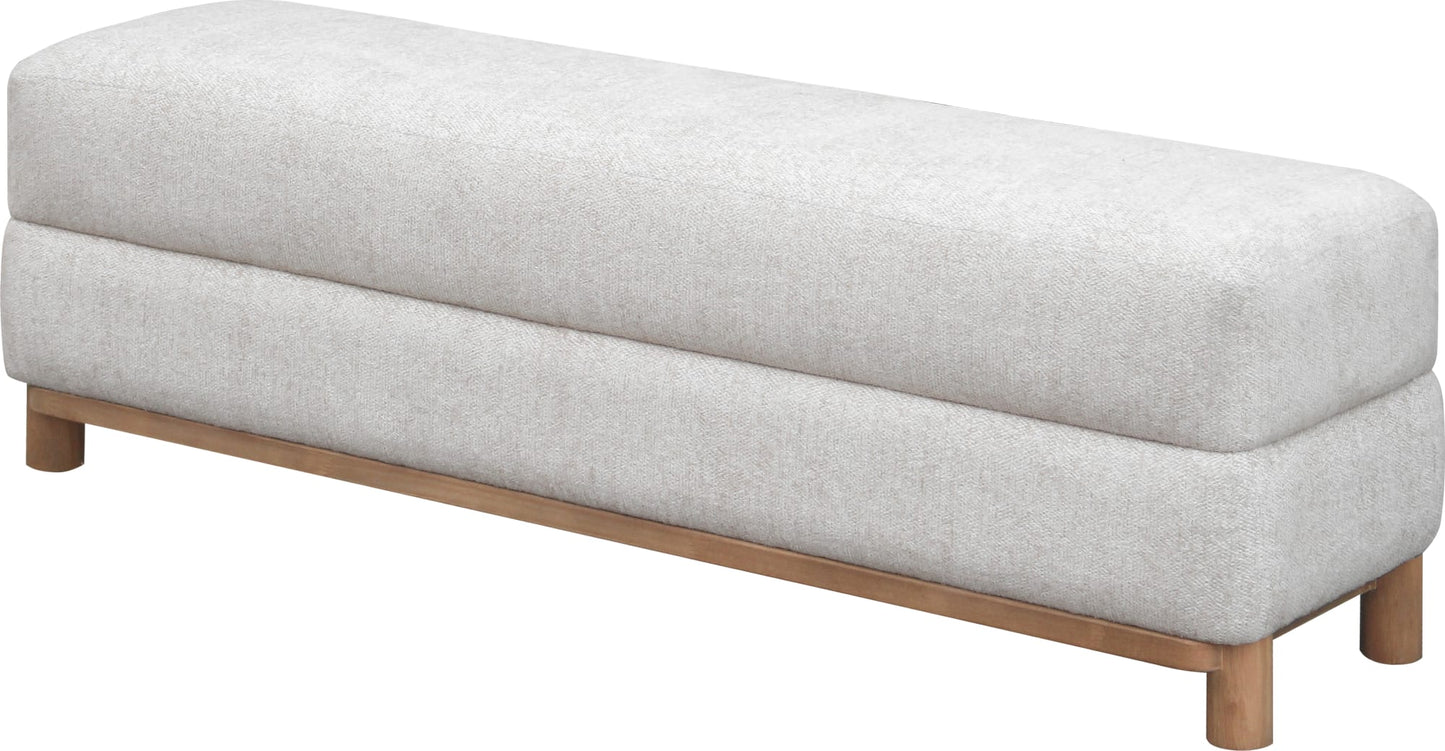 Hollis Snow White/Cabin Glow Wood/Upholstered Bench - Ornate Home