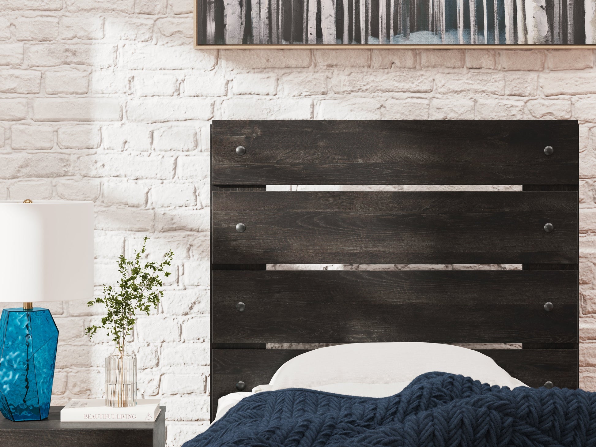 Hollivern Dark Gray Full Panel Youth Bed- Viva Furn