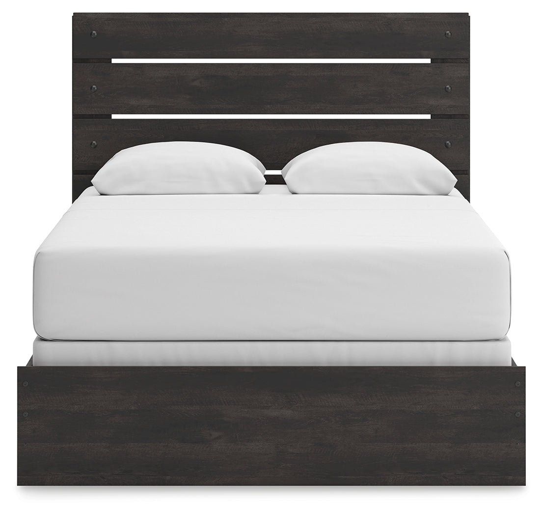 Hollivern Dark Gray Queen Panel Bed- Viva Furn