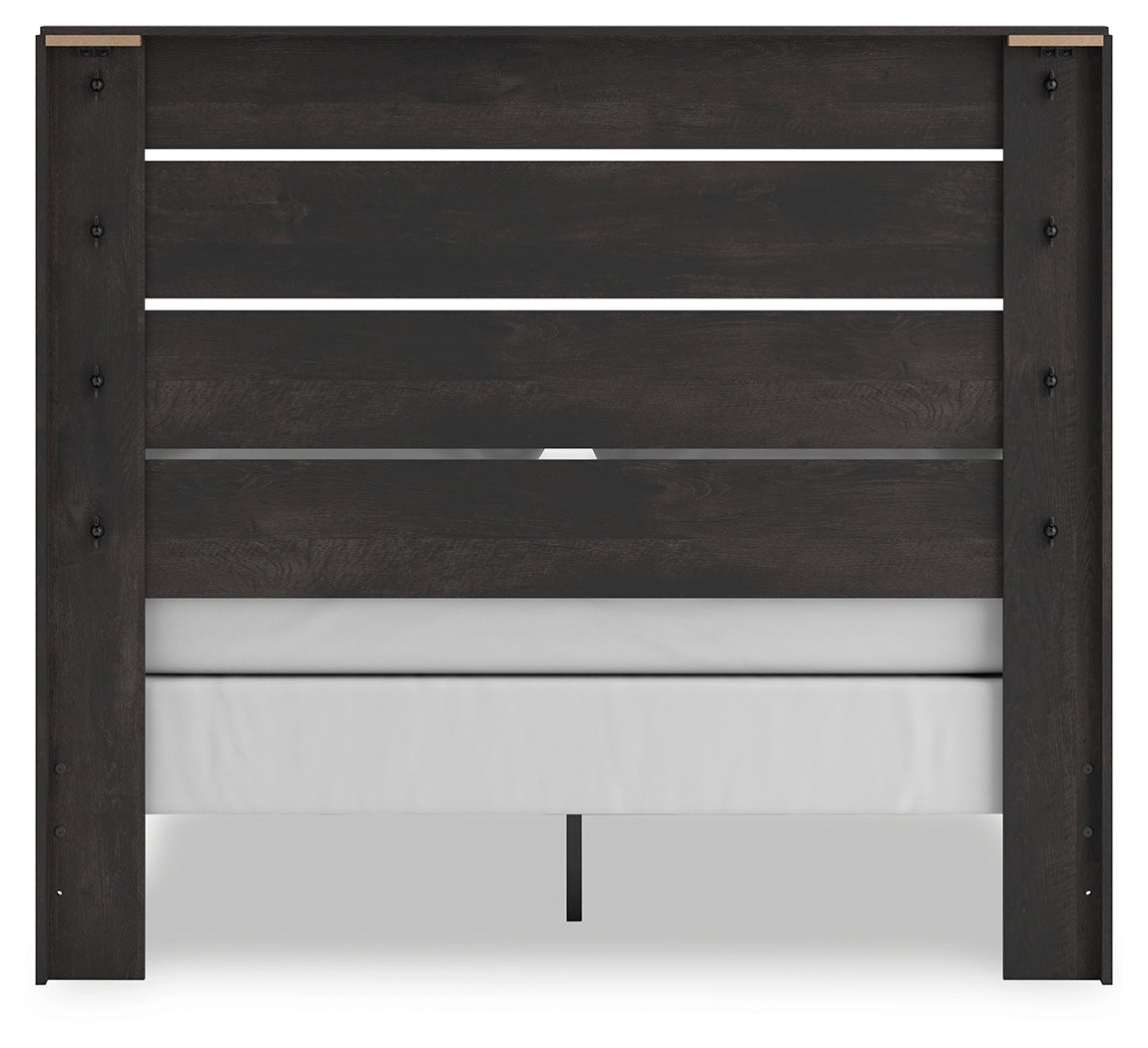 Hollivern Dark Gray Queen Panel Bed- Viva Furn